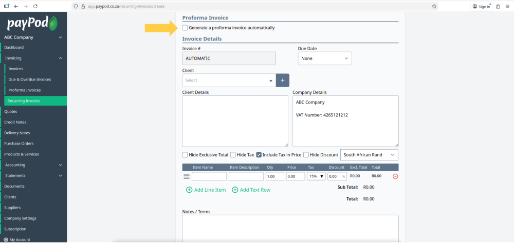 Recurring Invoices in payPod